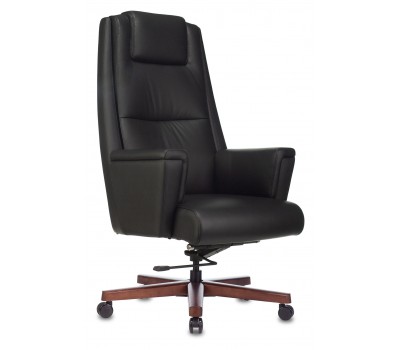 Кресло руководителя Бюрократ _DUKE черный кожа крестовина металл/дерево