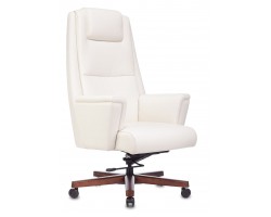 Кресло руководителя Бюрократ _DUKE белый кожа крестовина металл/дерево