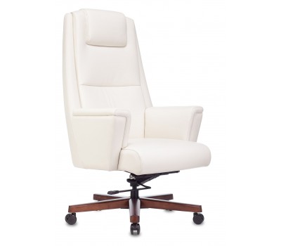 Кресло руководителя Бюрократ _DUKE белый кожа крестовина металл/дерево