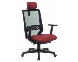 Кресло руководителя Бюрократ EXPERT черный TW-01 сиденье красный 38-410 сетка/ткань с подголов. крестовина пластик