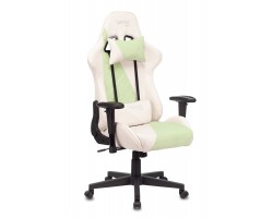 Кресло игровое Zombie VIKING X Fabric белый/зеленый с подголов. крестовина пластик