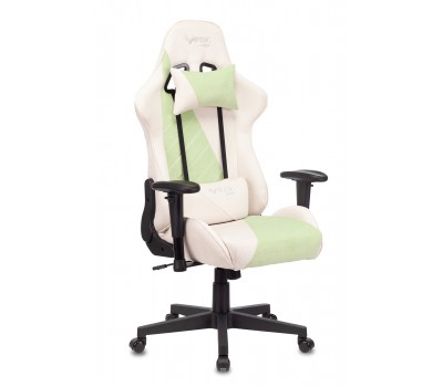 Кресло игровое Zombie VIKING X Fabric белый/зеленый с подголов. крестовина пластик
