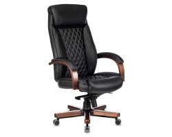 Кресло руководителя Бюрократ T-9924WALNUT черный кожа крестовина металл/дерево