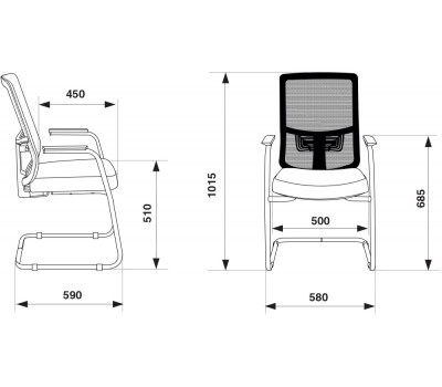 Кресло Бюрократ MC-619N/B/26-B01 на полозьях черный TW-01 сиденье черный 26-B01