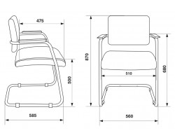 Кресло Бюрократ CH-271N-V черный Leather Black эко.кожа полозья металл черный-foto4