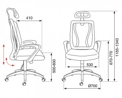 Кресло руководителя Бюрократ MC-411-H/DG/26-25 серый TW-04 сиденье серый 26-25 сетка/ткань-foto4