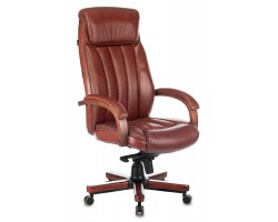 Кресло руководителя Бюрократ T-9922WALNUT светло-коричневый Leather Eichel кожа крестовина металл/дерево
