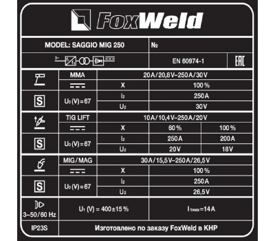 Сварочный полуавтомат Saggio Mig 250