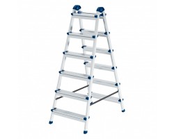 Стремянка двухсторонняя 6 ступеней, сталь профиль, стальные ступени, Россия Сибртех
