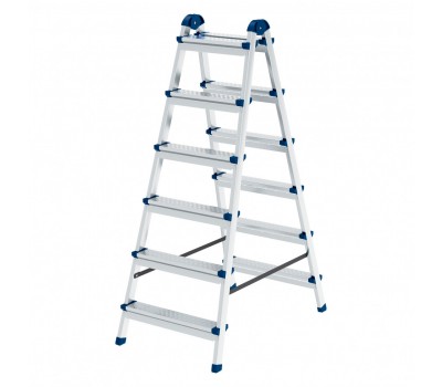 Стремянка двухсторонняя 6 ступеней, сталь профиль, стальные ступени, Россия Сибртех