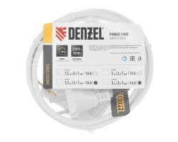 Шнур сетевой Energy Series, ПВС, 1,5 м, 2 x 1 мм, с неразборной вилкой, белый, Denzel-foto6