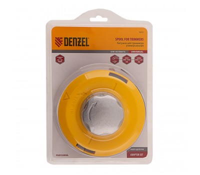 Катушка триммерная полуавтоматическая, легкая заправка лески, гайка M10x1.25, винт M10-M10, алюминиевая кнопка Denzel