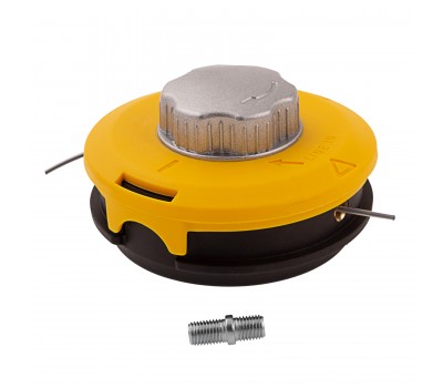 Катушка триммерная полуавтоматическая, легкая заправка лески, гайка M10x1.25, винт M10-M10, алюминиевая кнопка Denzel