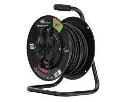 Удлинитель силовой на кабельной катушке, ПВС, 25 м, 4 розетки с крышкой, IP44, 16А, УХз16, Сибртех