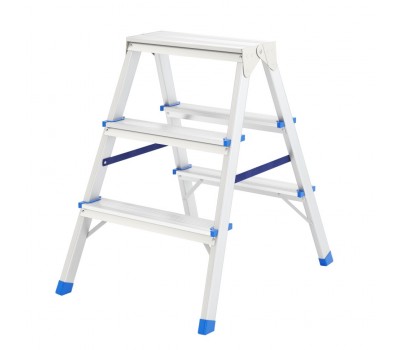 Стремянка двусторонняя 3 ступени, алюминиевая, Россия, Сибртех