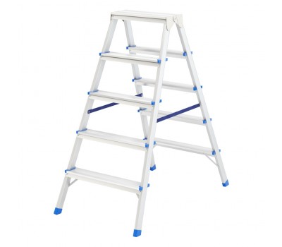 Стремянка двусторонняя 5 ступеней, алюминиевая, Россия, Сибртех