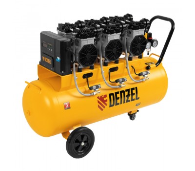 Компрессор безмасляный, малошумный DLS 3300/100, 3300 Вт,3x1100, 100 л, 570 л/мин ,блок управления// Denzel