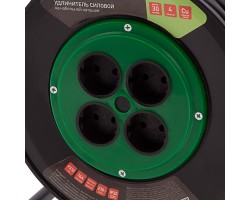 Удлинитель силовой 30 м, 16А, тип УХ10, ПВС, на кабельной катушке, 4 розетки без заземления Сибртех-foto4