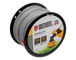 Леска для триммера двухкомпонентная витой квадрат, 4,0мм х 106м, на DIN катушке EXTRA CORD Denzel