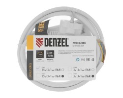 Шнур сетевой Energy Series, ПВС, 1,5 м, 3 x 1 мм, с неразборной вилкой, белый, Denzel-foto6