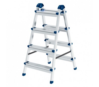 Стремянка двухсторонняя 4 ступени, сталь профиль, стальные ступени, Россия Сибртех
