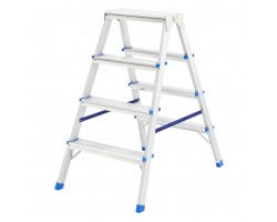 Стремянка двусторонняя 4 ступени, алюминиевая, Россия, Сибртех
