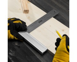 Угольник стальной 300 мм, нержавеющая сталь, градуировка, алюминиевое основание Denzel-foto6