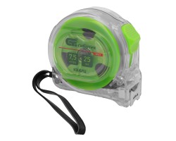 Рулетка Кварц,прозрачный корпус,амортизатор,7,5 м х 25 мм Сибртех