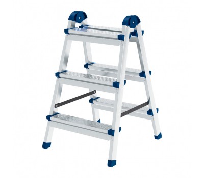 Стремянка двухсторонняя 3 ступени, сталь профиль, стальные ступени, Россия Сибртех