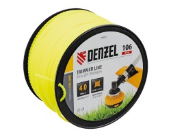 Леска для триммера витой квадрат, 4,0мм х 106м, на DIN катушке FLEX CORD Denzel