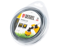 Леска для триммера армированная алюминием квадратная, 2,4мм х 15м, блистер ALUFLEX Denzel