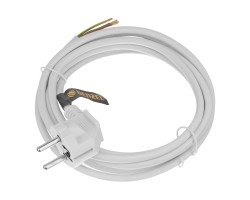 Шнур сетевой Energy Series, ПВС, 3 м, 3 x 1 мм, с неразборной вилкой, белый, Denzel