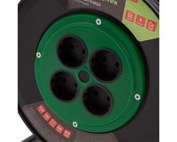 Удлинитель силовой 50 м, 16А, тип УХ10, ПВС, на кабельной катушке, 4 розетки без заземления Сибртех-foto4