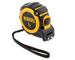 Рулетка 5м х 19мм, автоматич. фиксац., нейлон. покрытие, магнит. зацеп, двухстор. разметка Denzel