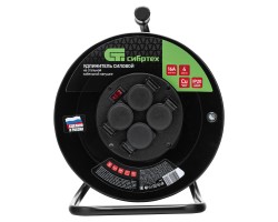 Удлинитель силовой 30 м, 16А, тип УХз16, ПВС 3 x 2.5 мм, на стальной катушке, 4 розетки Сибртех-foto2