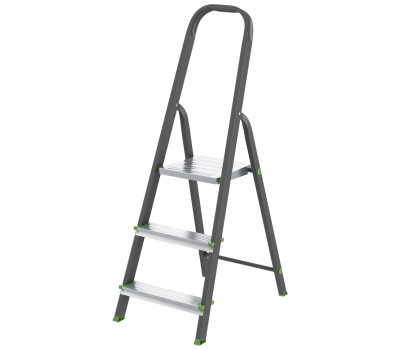 Стремянка, 3 ступени, стальной профиль, алюминиевые ступени Россия Сибртех