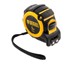 Рулетка 5м х 25мм, автоматич. фиксац., нейлон. покрытие, магнит. зацеп, двухстор. разметка Denzel
