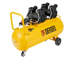 Компрессор безмасл. малошумный DLP-3000/100, 3 кВт, 2х1,5 кВт,100 л, 2850 об/мин,500 л/мин Denzel-foto3