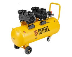 Компрессор безмасл. малошумный DLP-3000/100, 3 кВт, 2х1,5 кВт,100 л, 2850 об/мин,500 л/мин Denzel