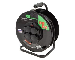 Удлинитель силовой 30 м, 16А, тип УХз16, КГ 3 x 2.5 мм, на стальной катушке, 4 розетки Сибртех