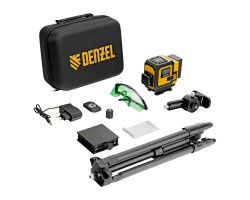 Лазерный уровень мультипризменный DLV-360-3T, 30 м, зеленый луч, Li-Ion 2,4 Aч, штатив // Denzel-foto2