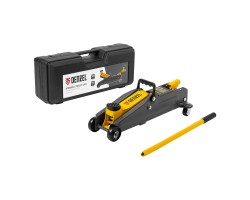 Домкрат гидравлический подкатной, 2 т, 135-385 мм, в пласт. кейсе Denzel