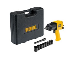 Ударный пневмогайковерт IW860+набор головок, 1/2", 7000 об/мин, 868 Нм Denzel