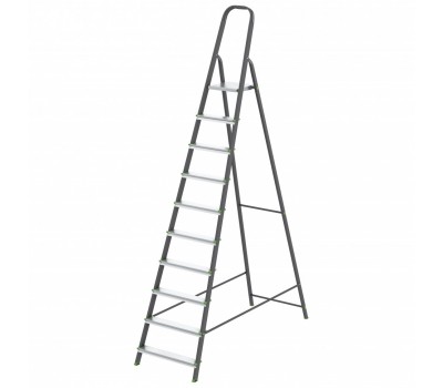 Стремянка, 10 ступеней, стальной профиль, алюминиевые ступени Россия Сибртех