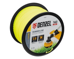 Леска для триммера витой квадрат, 3,0мм х 163м, на DIN катушке FLEX CORD Denzel