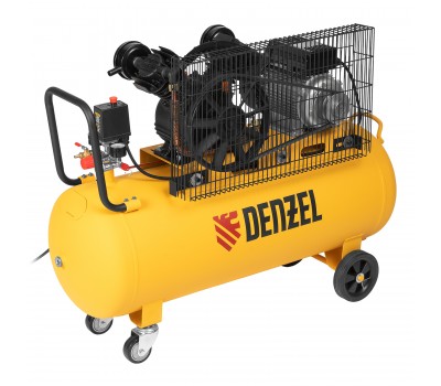Компрессор воздушный BCV2200/100, ременный привод, 2.2 кВт, 100 литров, 370 л/мин Denzel