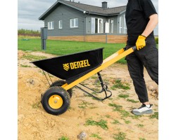 Тачка строительная, усиленная, объем 140 л, 250 кг, двухколесная, колесо 15х6.00-6 Denzel-foto17