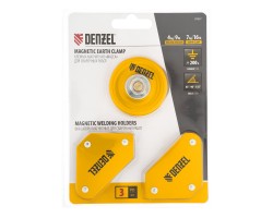 Набор из 2 магнитных сварочных фиксаторов и магнитной клеммы масса Denzel-foto6