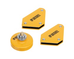 Набор из 2 магнитных сварочных фиксаторов и магнитной клеммы масса Denzel