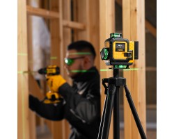 Лазерный уровень мультипризменный DLV 360-4T, 30 м, зеленый луч, Li-Ion 2,4 Aч, штатив// Denzel-foto33
